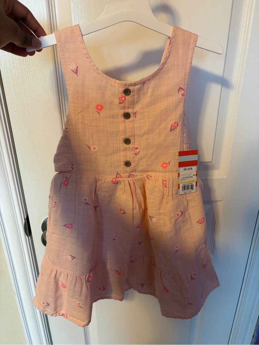 XS Cat & Jack Peach Floral Button-Front Dress